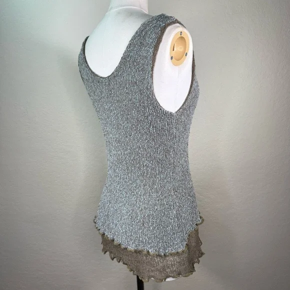 Tanami Layered Open Weave Knit Stretchy Sleeveless Pullover Tank Top EUC O/S - Picture 6 of 16